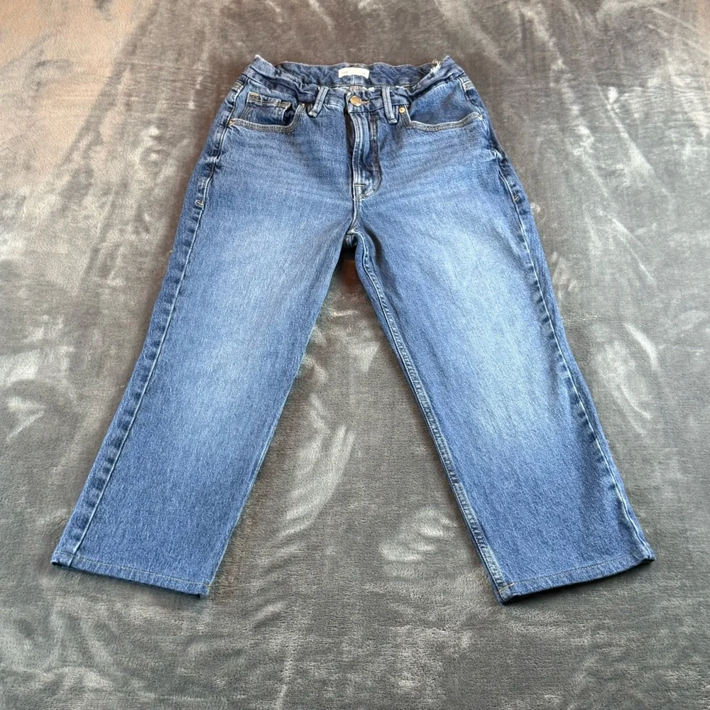 Good American Women's Jeans Cropped Size 2/26 Mid‎ Rise Medium Wash